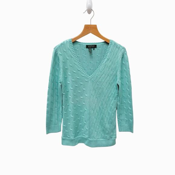 Ralph Lauren Vintage Cable Knit Sweater Silk Sweater Blue Women’s Size XS - Picture 1 of 8